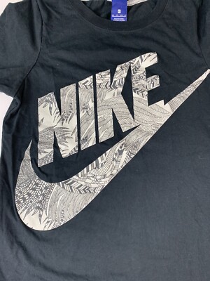 Vintage Nike Blue Tag T-Shirt Swoosh Spell Out Sz XS Palm Trees