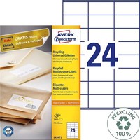 Avery Zweckform LR3475 Recycling Etiketten (2.400 Adressaufkleber, 70X36Mm Auf A