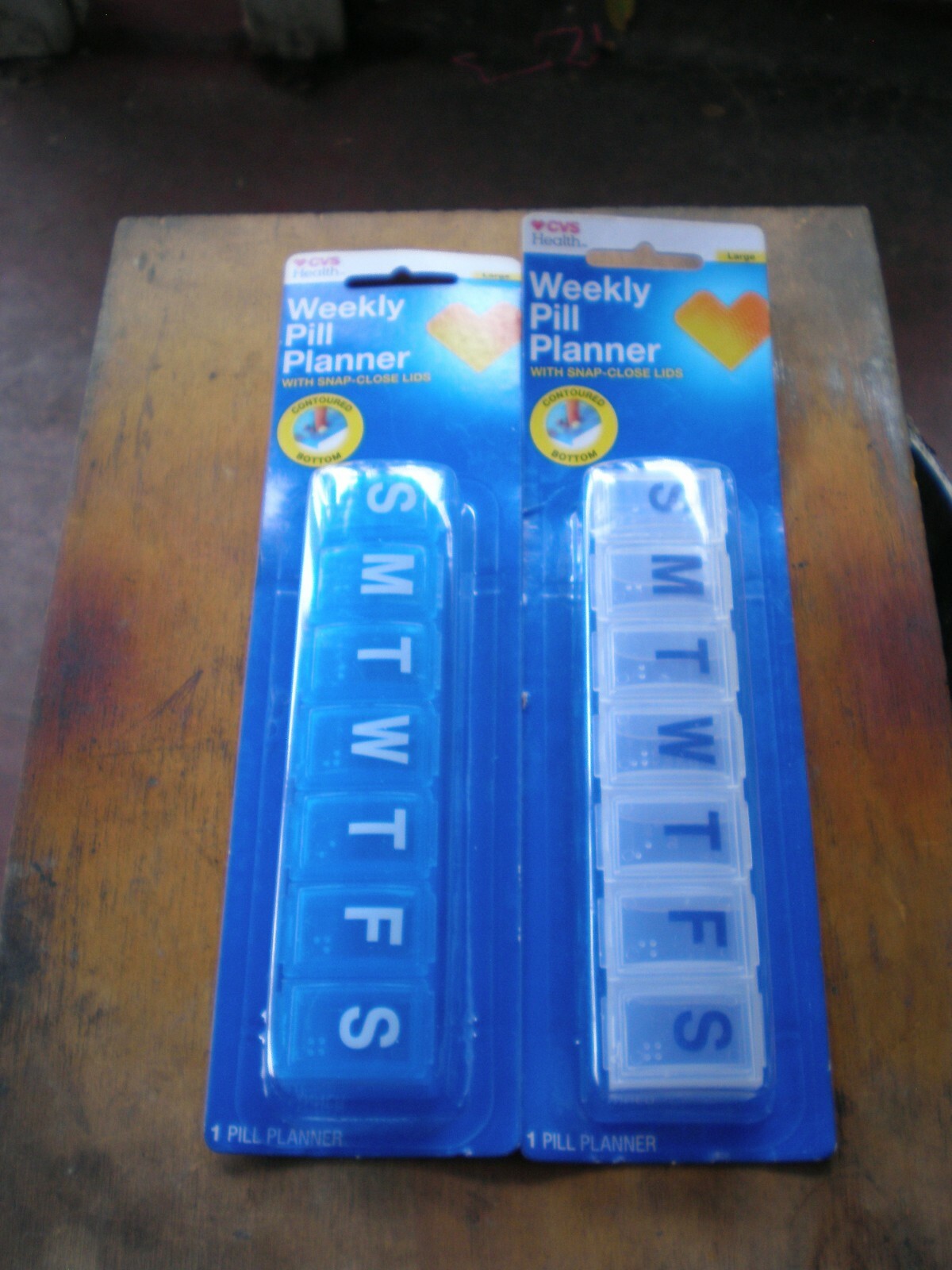 CVS Locking Weekly Pill Planner Large Push Button Locking 2 Count NEW