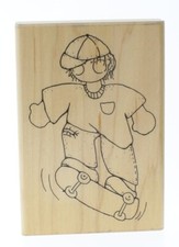 JRL Design Scottie Skateboard Boy Rubber Wooden Rubber Stamp