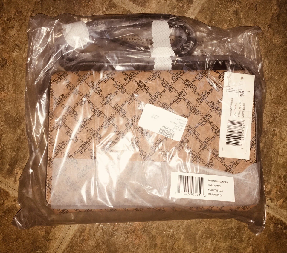 FRENCH CONNECTION Marin Bolso de Mano Mensajero Cartera Repujada Camel Bronceado Nuevo con Etiquetas Foto 4 de 4