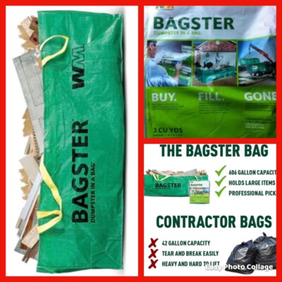  WM BAGSTER Dumpster in a Bag (Holds up to 3,300 lb) 3CUYD 606 Gallon Cap.