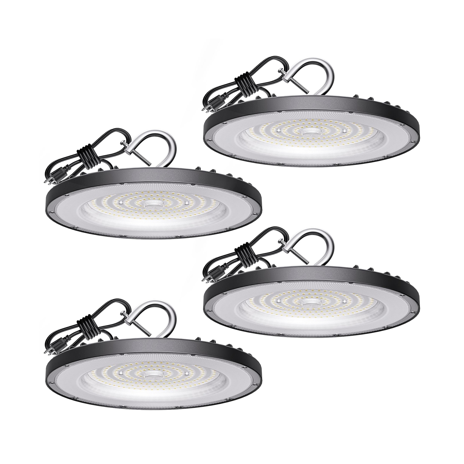 4 Pack LED High Bay Light 200W, 30000lm, 5000K Daylight UFO High Bay LED Shop...
