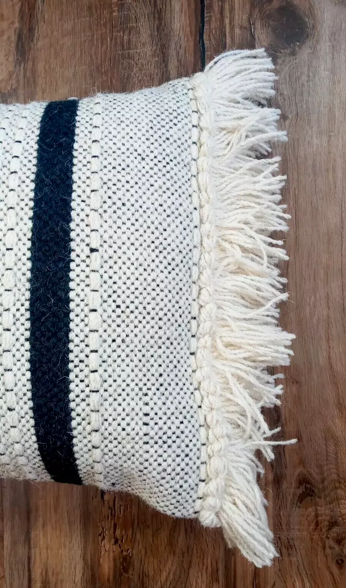 Navy fringe pillow cheap