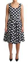 DOLCE & GABBANA Dress Black Polka Dotted Cotton A-Line IT40 / US6 / S RRP $1400