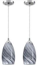 1 Pack 1 Light Indoor Mini Hanging Kitchen Island Pendant Lights  Glass Grey