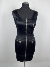 Vintage Versace Jeans Couture Black Satin Bodycon Dress Medusa Head Italy IT 46