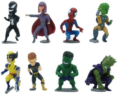 MARVEL Set 8 Figuren BOBBLE HEADS PART 1 Hulk Wolverine Magneto Venom Goblin TOMY