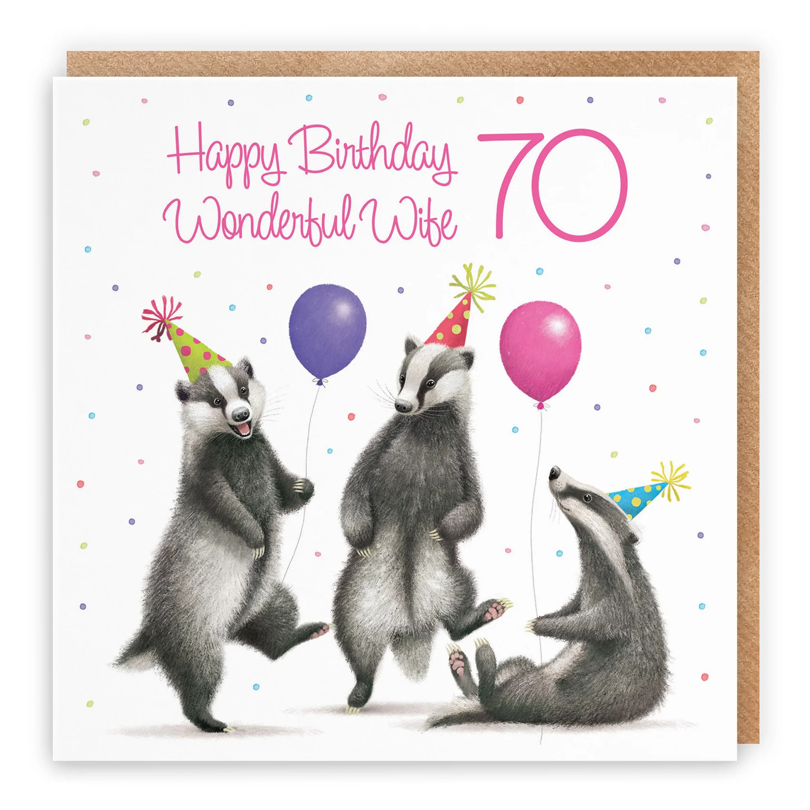70th Wife Badgers Birthday Card Milo's Gallery