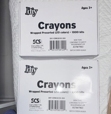 2 large boxes of crayons, each containing 1000 kits 20 colors total 2000 packs