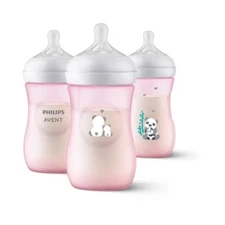 Philips Avent Baby Bottle 9oz 3ct, Pink Panda