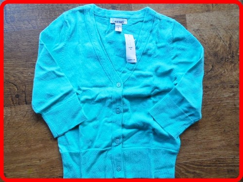 NEU Old Navy Damen Strickjacke vorne offen türkisblau Langarm Größe M