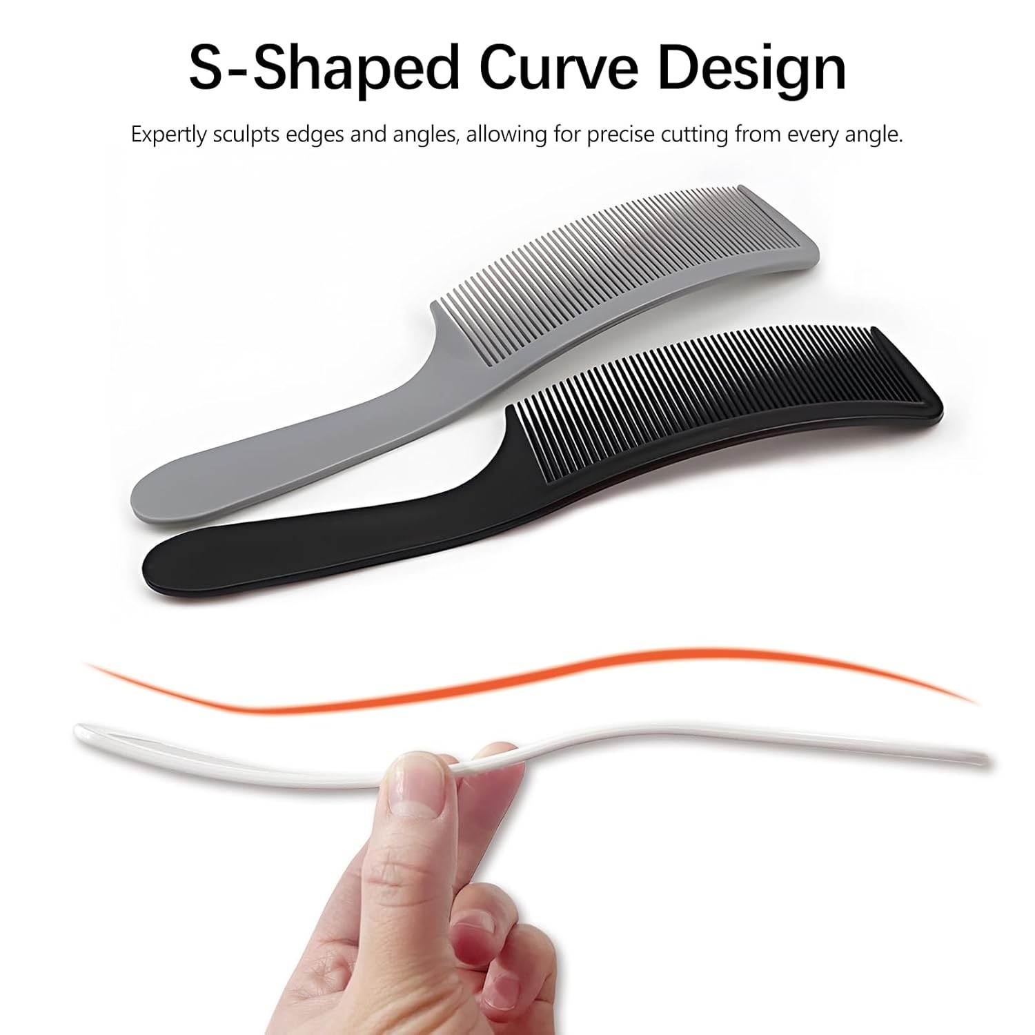 3-Piece Curved Barber Clipper Comb Set, Flat Top Design