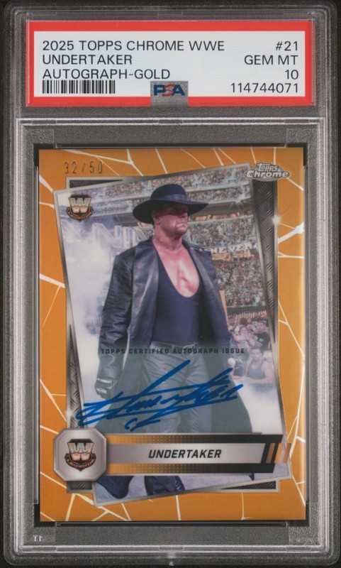 Undertaker 2025 Topps Chrome WWE #21 On Card Autograph GOLD /50 PSA 10 GEM MINT
