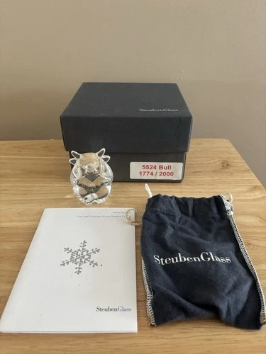 Steuben Glass Sitting Bull Paperweight Signed Numbered /2000 w/ Box RARE