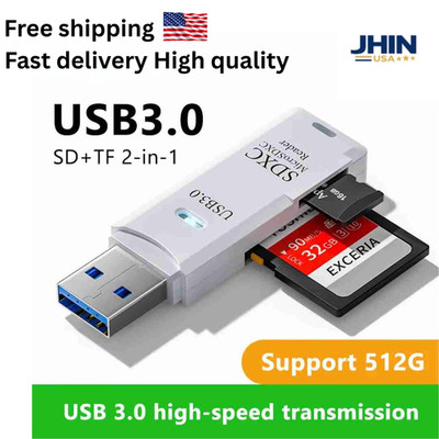 2 in 1 USB 3.0 Micro SD/TF Card Reader Adapter High Speed for PC Laptop