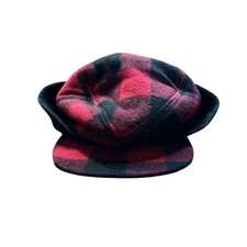 Buffalo Plaid Hat Cap Fitted Red Black Winter Ear Flap Quilted Lined Mens