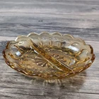Vintage Anchor Hocking Amber Glass Fairfield Divided Relish Dish Oval 7”