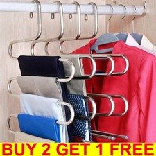 Clothes Pants Trouser Hanger Multi Layer Storage Rack Closet Space Saver S Shape