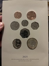 2025 Definitive Brilliant royal mint BU Set 8 Coins Mint Salmon 50p Bees £1