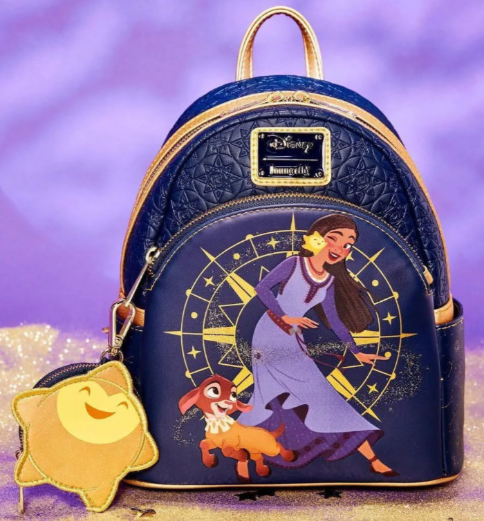 EXCLUSIVO Bolso Mochila Loungefly Disney Wish Asha Valentino Star Terciopelo Nuevo con Etiquetas Difícil de Encontrar