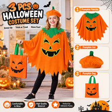 3Pcs Halloween Pumpkin Costume for Women Adult, Glow in the Dark Pumpkin Costume