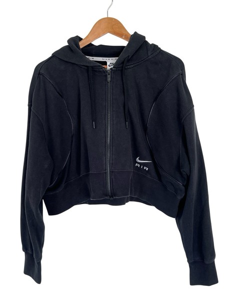 Nike Air Women's Black Cropped Full Zip Hoodie Jacket Long Sleeves Size M