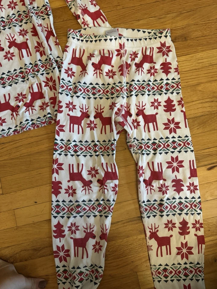 Hanna Andersson Dear Deer Long John Pajama Set Organic Cotton Kids 8 Christmas - Image 3 of 4