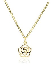 Dainty Simple Rose Pendant Necklace for Women   14K Plated Gold Jewelry Box