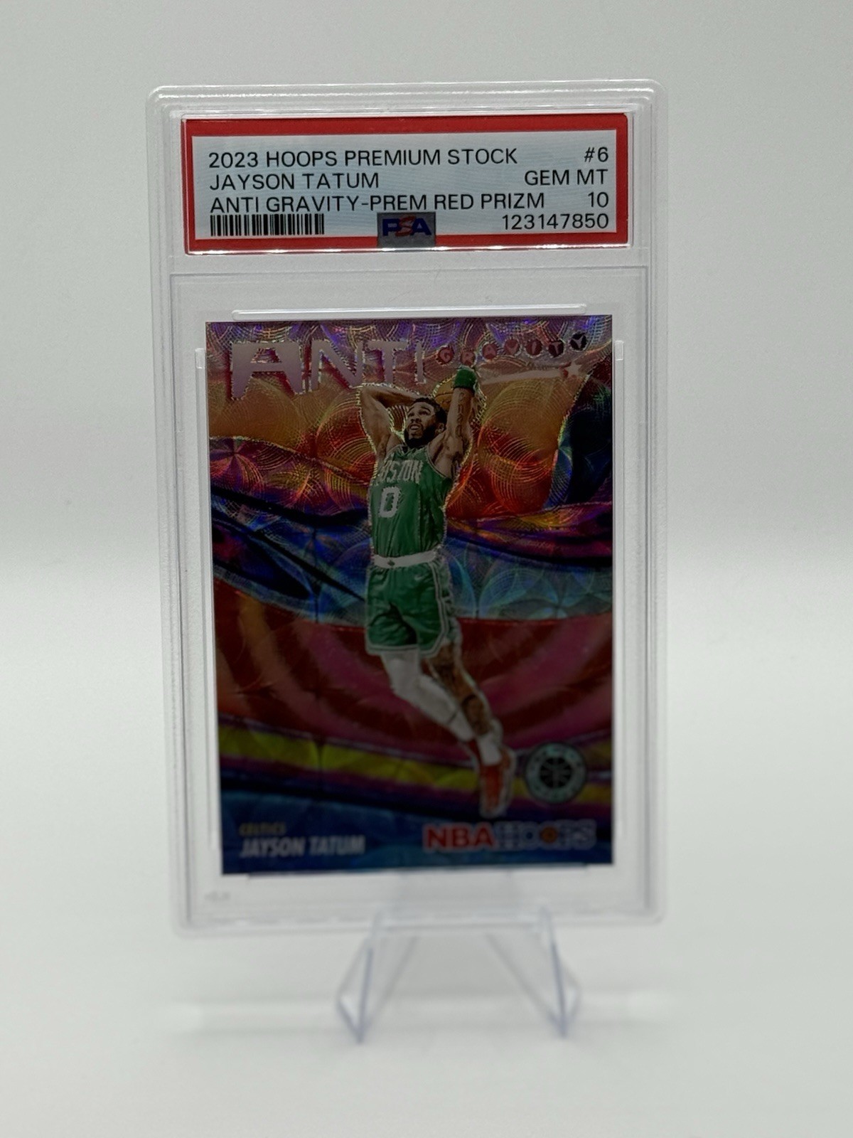 2023 Hoops Premium Stock Jayson Tatum Anti Gravity Red Prizm /88 PSA 10 #6 view 2