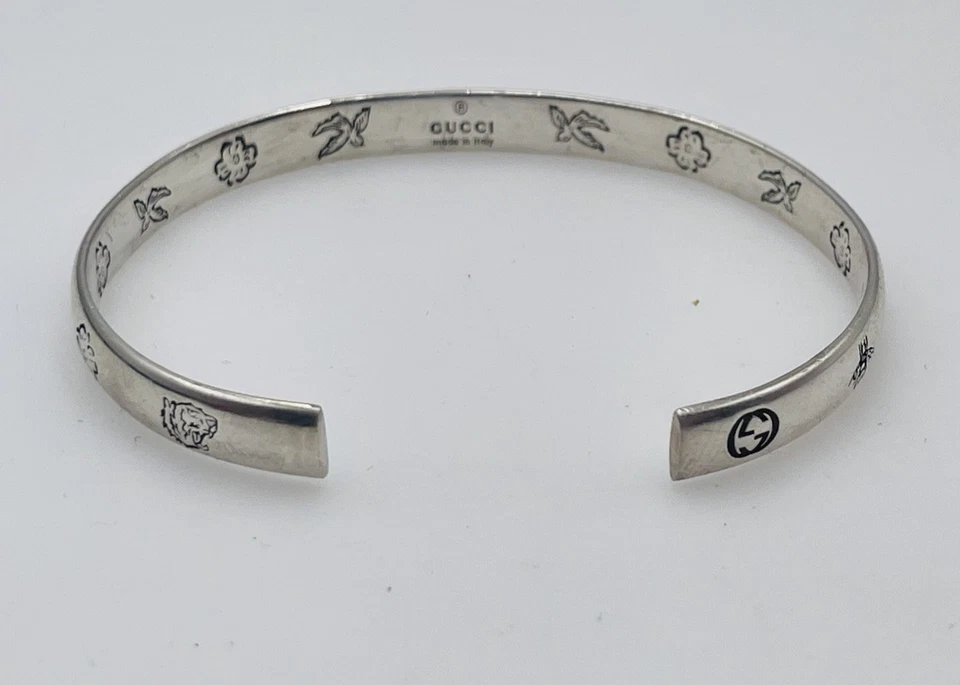 Gucci Italy Sterling Silver "Blind For Love" Cuff Bracelet - Image 2 of 4