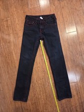 Boys True Religion Black Jeans W/Red Thread Detail Boys Size 12