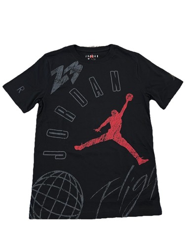 NWT NIKE AIR JORDAN BOY’S 2 PC SET BLACK SHORT SLEEVE GRAY MESH SHORTS L (12-13) - Picture 2 of 4