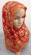 Sequins Women Hijabs Cap Muslim Head Wrap Long Scarf Prayer Wedding Party Turban