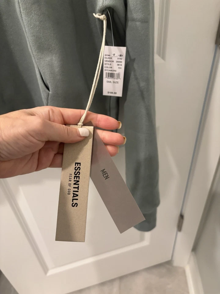 Fear of God ESSENTIALS Hoodie – Sycamore (Green) – Size Small – Authentic - Image 4 of 4