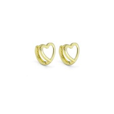 CZ Gold Heart Huggie Earrings, Sku LK902