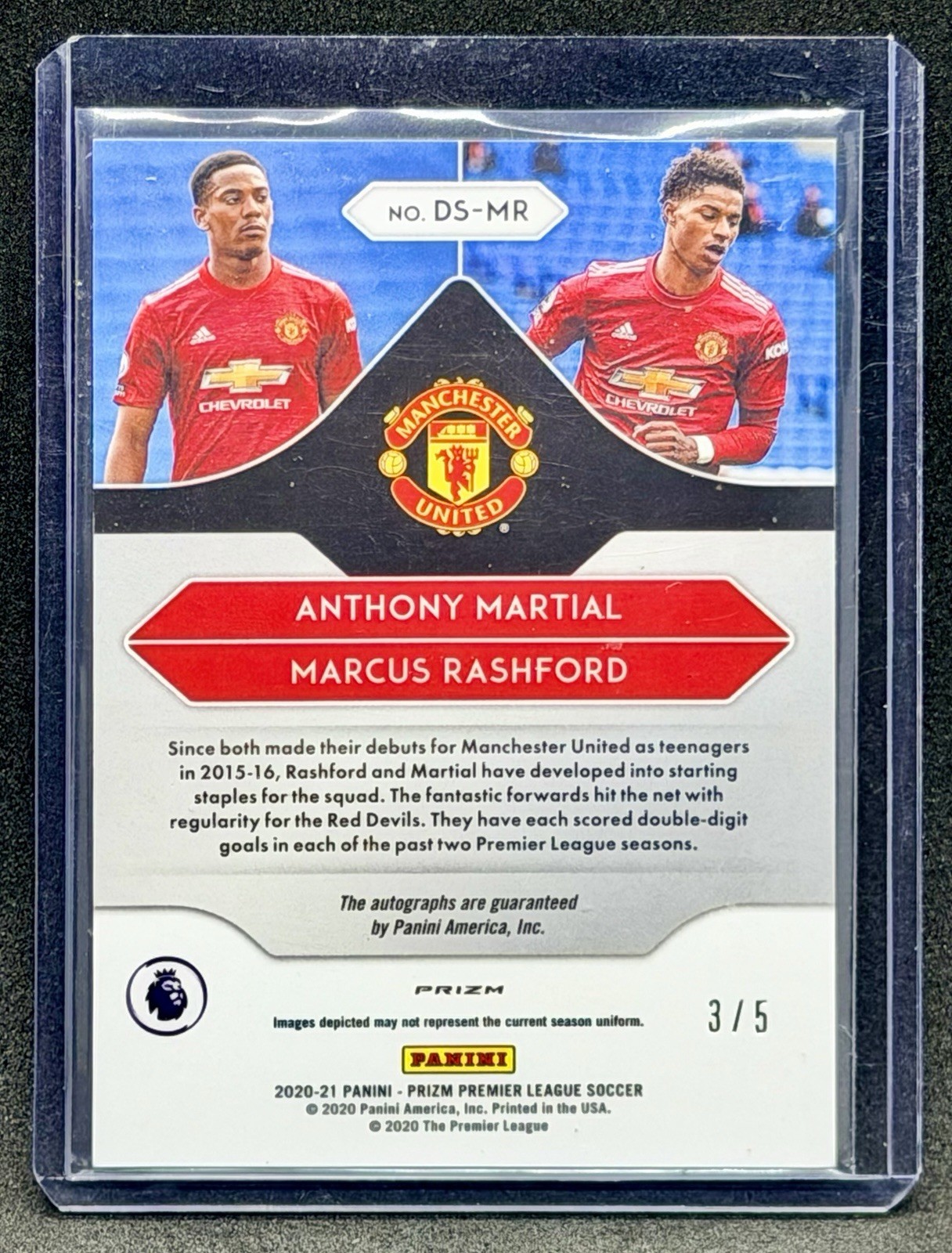 2020-21 Panini Prizm EPL =Rashford & Martial= DUAL Auto #'d /5 Man Utd view 5