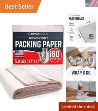 Reliable Gray-White Newsprint Packing Paper - 160 Sheets for Smooth Moves