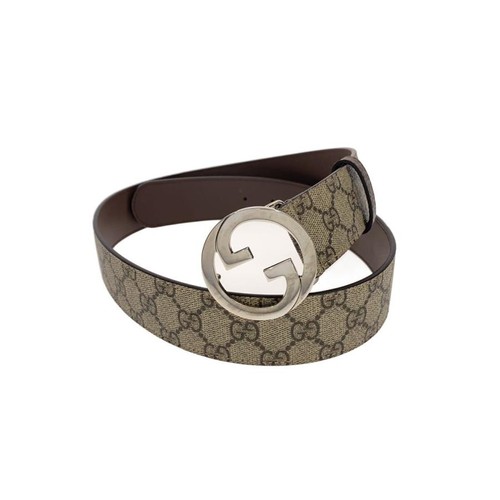 GUCCI Interlocking G Belt BEG Monogram Men's 70317 KAAAD 90 36 525040