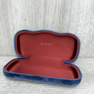 Gucci Case Lunettes de Soleil Velours Bleu Pince Rigide Made In Italy Authentique