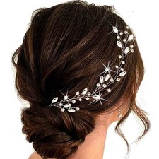 Rhinestone Bride Wedding Hair Vine Silver Crystal Hair Piece Bridal Women