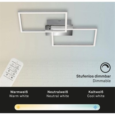 Deckenleuchte Briloner Frame Deckenlampe LED 30W Chrom Dimmbar Fernbedienung CCT