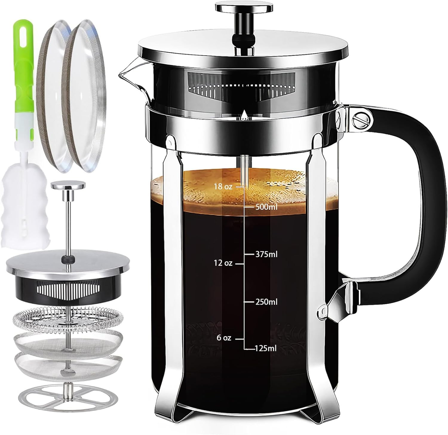 304 Stainless Steel Coffee Press,with 4 Filters System