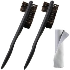 Shoe Brush for Leather - Horsehair Polish 2 Pack Horse Hair Black