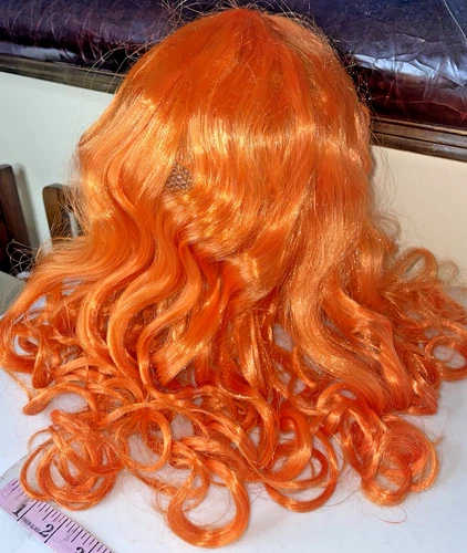 NEW Orange Cosplay Costume Long Full Hair Wavy Curly Wig Women Girls Adult 22"