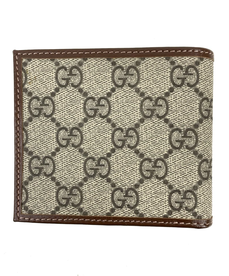 Cartera Gucci GG Monograma Entrelazado G Logo Lona Cuero Beige Foto 4 de 4