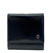 Cartier Pasha Coin Case Leather Black Compact Wallet Mini Pouch