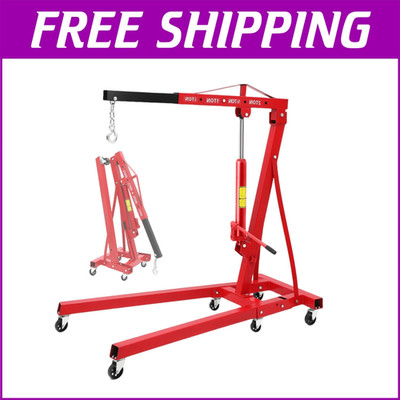 2-T Folding Hydraulic Engine Hoist 4400 LBS Shop Crane Cherry Picker Hoist Lift