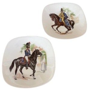 2 Limoges France Porcelain Plate Mounted Grenadiers Of The Imperial Guard Small