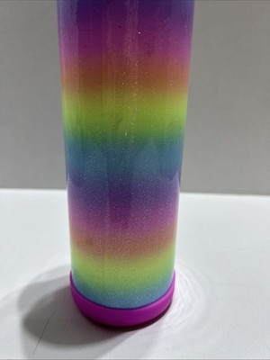 Handcrafted 20oz Stainless Steel Skinny Tumbler Wrapped in Pastel Rainbow Vinyl